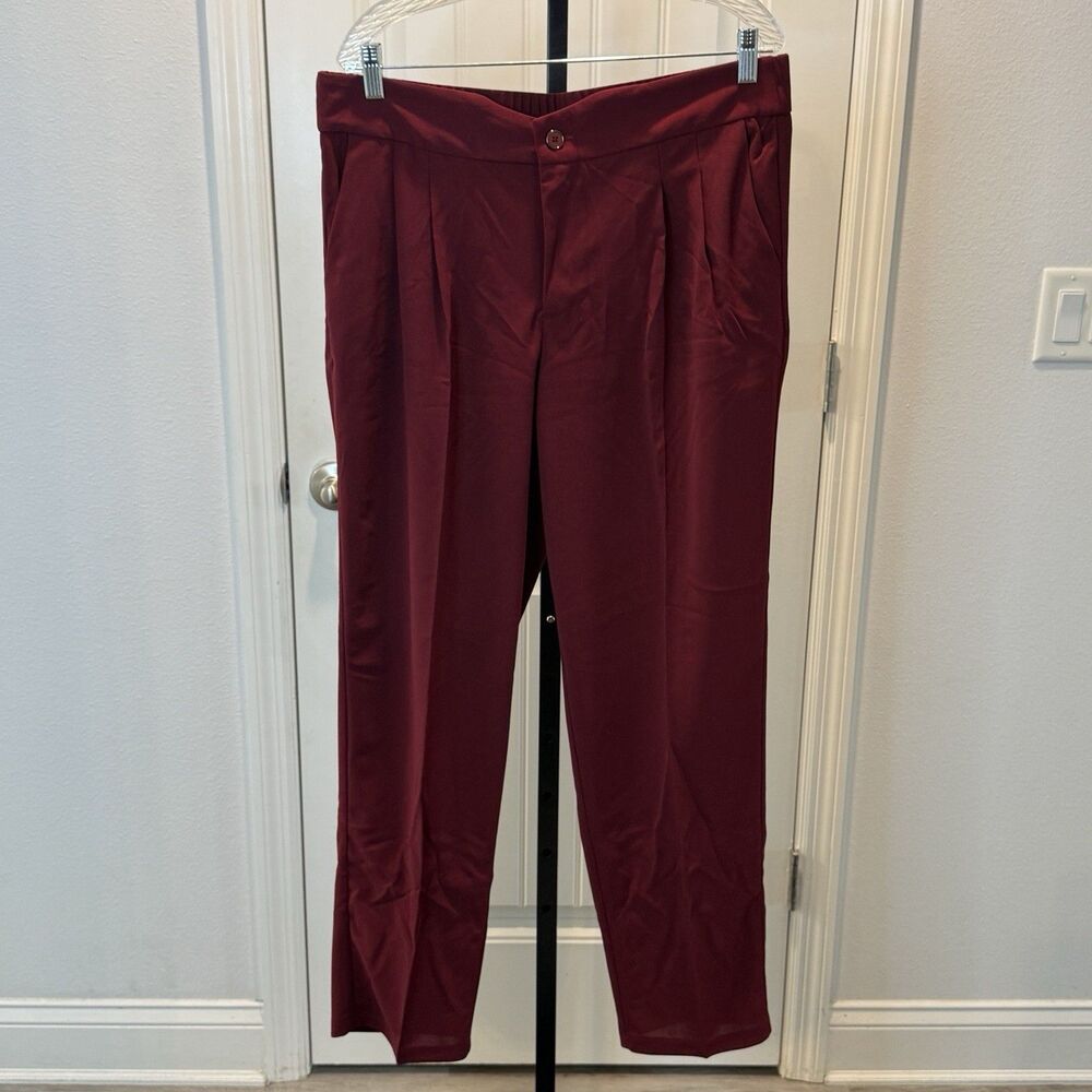 Lora Grace Women's Pleated Casual Pants Wine Size XL Regular New